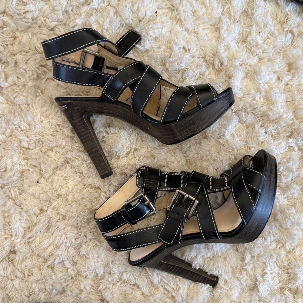 COACH Stefanie Buckle Gladiator HEEL PUMP Black Light Use Size 7 B - Picture 13 of 16
